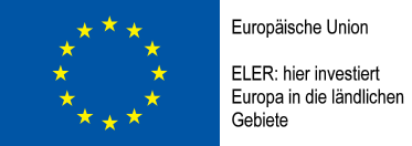 Flagge Europäische Union mit Hinweis zu ELER-Förderung
